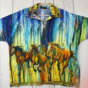 Dilemma Colorful Horse Print Tunic 100% Cotton